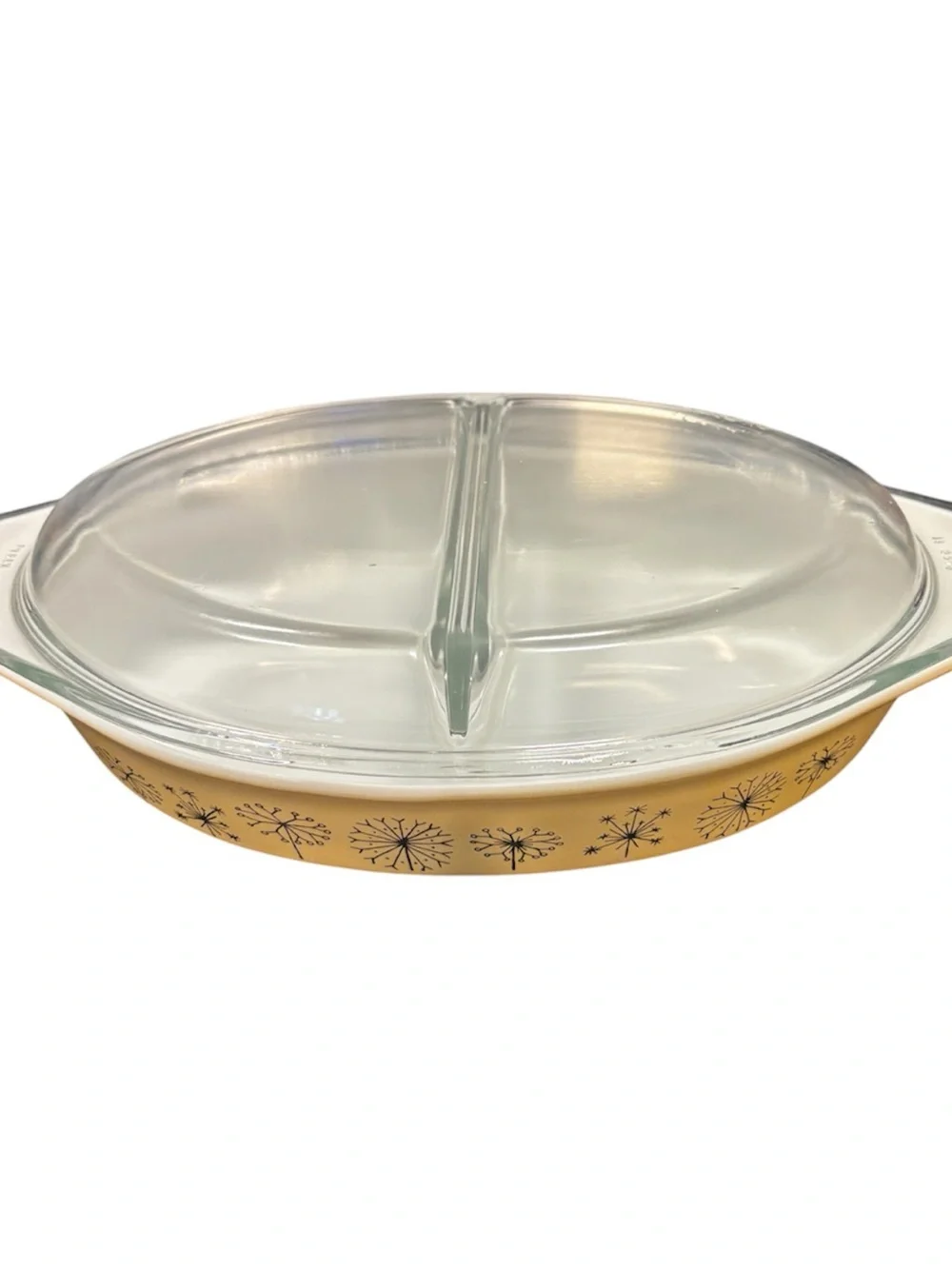 Vintage Pyrex Dandelion Duo Serving Dish with lid 1.5 Qt #28